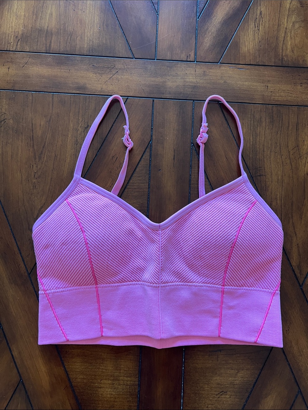 aerie Pink Ribbed Longline Bralette